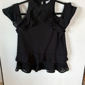 Guest Editor by Anthropologie Black Ruffled Off-shoulder Women's Blouse